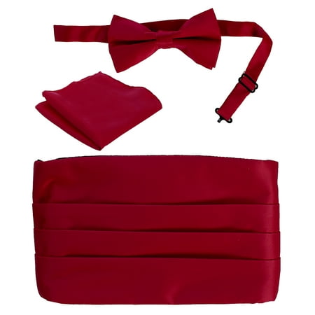 - Men's Satin Formal Bow Tie, Pocket Square, and Cummerbund Set
