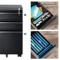 thumbnail image 3 of Sanmadrola 3 Drawer File Cabinet with Lock Mobile File Cabinets for Home Office Steel Mobile Filing Cabinet Metal Rolling Locking Office Cabinets Under Desk for Legal Letter Size, Black, 3 of 9