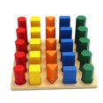 thumbnail image 2 of Bloques geométricos de madera de colores azules, juguete educativo para niños, 2 of 5