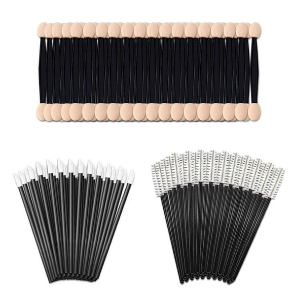 Set of 150 Makeup ZS23 Applicators (Mascara Wands, Lipstick Applicators, Eye Shadow Sponge), DaKuan 50 PCS Disposable Dual Sides Eye Shadow Sponge, 50 PCS Lip Brush, 50 PCS Eyelash Mascara Brush