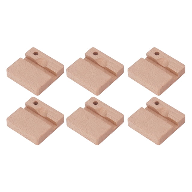 6 soportes de madera para teléfono móvil, soporte de madera para todos los teléfonos móviles, adorno de escritorio para smartphone.