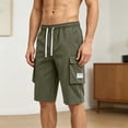 thumbnail image 4 of OIOLOYJM Mens Cargo Shorts Casual Drawstring Summer Athletic Hiking Bermuda Shorts Relaxed Fit Outdoor Work Shorts with Multi Pockets Army Green L, 4 of 5