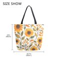 thumbnail image 5 of FORMRS Womens Canvas Tote Bag with Zipper Inner Pocket Shoulder Handbag, Watercolor Sunflowers, 5 of 7