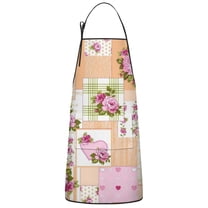 Pioneer Flower Floral Print Pattern Apron-Garden Aprons for Women with Pockets-Cotton Linen Waterproof Kitchen Cooking Gardening Aprons Adjustable for Kitchen,Cooking,BBQ and Salon 33x27 Inch