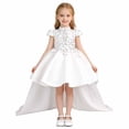 thumbnail image 4 of Bobifish Toddler Girls Dress Elegant Satin Embroidered 3D Flower Train Dress Party Evening Formal Occasions Children Girls Dresss, 4 of 8