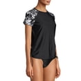 thumbnail image 4 of Time and Tru Women's Short Sleeve Rash Guard Swim Cover Up, 4 of 6