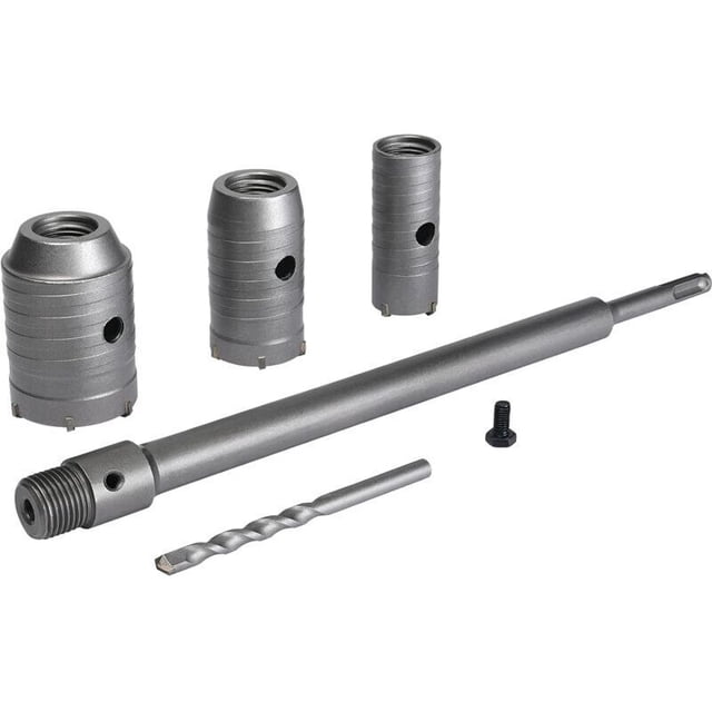 Hole Saw Set for Brick, Concrete, Stone - 30mm, 40mm, 50mm - Compatible with SDS Plus - Tungsten Carbide Tip - 350mm Extension Shank
