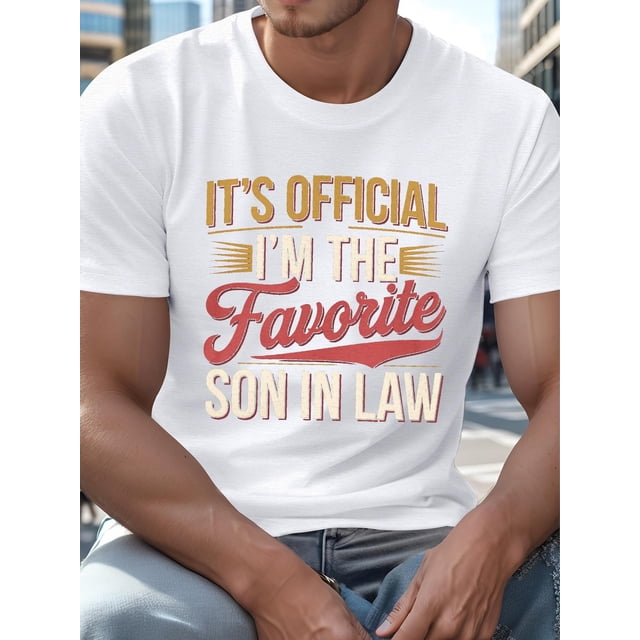 Camiseta de verano para hombre, con estampado "Soy el yerno favorito", manga corta, 100 % algodón, corte regular, cuello redondo, estampado geométrico. Ideal para adultos, hombres, mujeres, adolescent