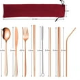 thumbnail image 4 of 9 Pcs Travel Silverware Set with Case Reusable Camping Eating Utensils Set Portable Stainless Steel Cutlery Set, Knife Fork Spoon Chopsticks - 9 Pieces, 4 of 9
