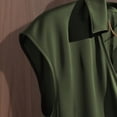 thumbnail image 6 of Womens Summer Tank Tops Lapel Sleeveless Criss Cross V Neck Side Lace Up Solid Color Casual Stylish Outfits (S, Army Green), 6 of 6