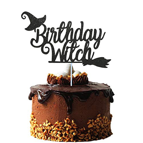Halloween Cake Party Decorations Double Sided Black Glitter Happy Halloween Cake Topper