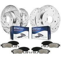 Detroit Axle - Brake Kit for 2011-2020 Jeep Grand Cherokee Dodge Durango Replacement Front & Rear Drilled & Slotted Disc Brake Rotors Ceramic Brakes Pads : 12.99" inch Rotor
