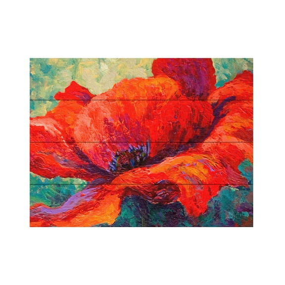 Marion Rose 'Red Poppy III' Wood Slat Art