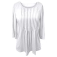 thumbnail image 4 of UANWENN Haut Plissé à Manches Longues Mode Décontractée Col Rond Bas pour Femmes Chemises à Manches Longues Fines T-Shirt Raglan Décontracté, 4 of 4
