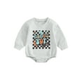 thumbnail image 1 of xiaxaixu Bébé Filles Garçons Automne en Vrac Romper Manches Longues Lettre à Col Rond Imprimé Casual Romper, 1 of 9