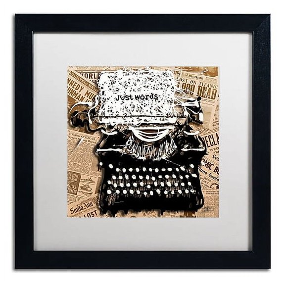 Trademark Fine Art "Just Words 1" Canvas Art by Roderick Stevens, White Matte, Black Frame