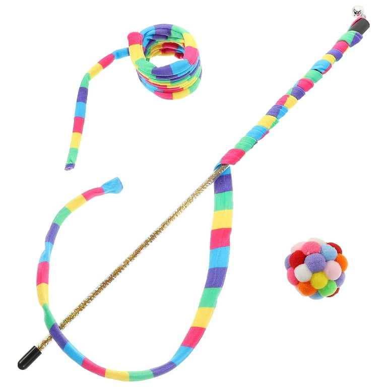 1 Set Teasing Wand Interesting Cat String Toy Cat String Stick Cat Fishing  Pole Toy with Attachment