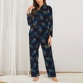 thumbnail image 2 of Honeii Peacock Feathers print Women's Pajama Sets Long Sleeve Button Down Sleepwear Nightwear Soft Pjs Lounge Sets-XX-Large, 2 of 7