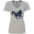 thumbnail image 3 of Inktastic Beautiful Galloping Black Horse Women's V-Neck T-Shirt, 3 of 5