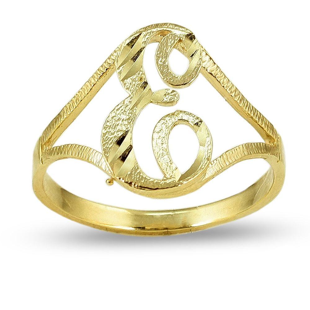 letter e gold ring