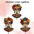 thumbnail image 2 of Day of the Dead Acrylic Suncatcher – Sugar Skull Faux Stained Glass Suncatcher with Marigold & Butterfly, Gift for Dia de Muertos 4330506439 4492, 2 of 4
