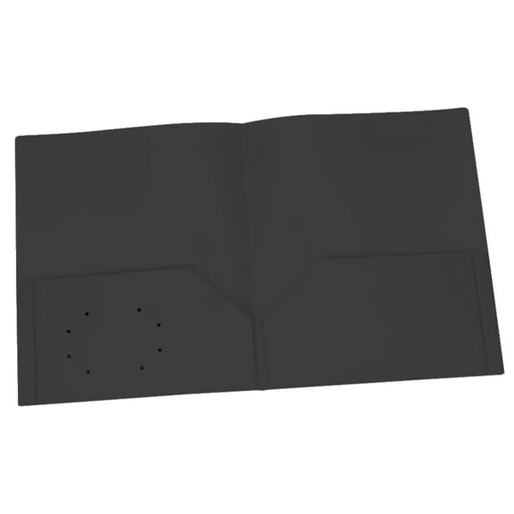 Oxford Poly Two Pocket Portfolio, Black, Pack of 25
