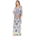 thumbnail image 5 of Sakkas Anahi Flowy Design V Neck Long Caftan Dress / Cover Up With Rhinestone - ORW234-White - One Size, 5 of 5
