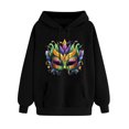 thumbnail image 3 of VBTAPA Womens Mardi Gras Hoodies Carnival Themed Party Sweatshirts Novelty Printed Long Sleeve Drawstring Pullover Hoodie Celebration Parade Tops Black M, 3 of 4