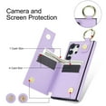thumbnail image 6 of JTCASES for Samsung Galaxy S24 Ultra Case, PU Leather Lychee Pattern Zipper Purse Finger Ring Buckle Card Slots Stand Shell for S24 Ultra Wear-resistant Shockproof Wallet Cover, Purple, 6 of 8