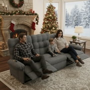 Recliner Sofa Couch Set, 3 Seat Electric Recliner with Remote Control and Side Pocket for Families and Friends, Modern Power Recliner Sofa for Living Room Home Theater, Gray