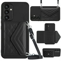 ELEHOLD Wallet Crossbody Case for Samsung Galaxy A14 5G Case with Flip Card Slots RFID Blocking Function Magnetic Closure Stand Detachable Crossbody Shoulder Strap for Women Girls,black