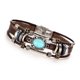 thumbnail image 2 of Pulsera de cuero con incrustaciones de turquesa Pulsera de cuero Punk Retro Oval Pulseras de viento, 2 of 4