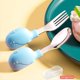 thumbnail image 3 of Juego De Cuchara Y Tenedor De Silicona Para Bebés, Cubiertos De Alimentación De Animales De Dibujos Animados Para Niños Con Caja De Almacenamiento De 2 Piezas Yuarrent BA001305-00, 3 of 6