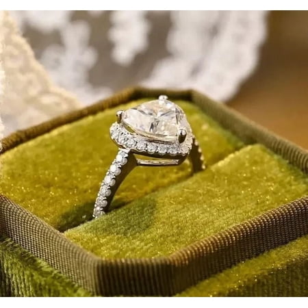IGI Certified 1.00 TCW Heart Lab Grown Diamond Halo Engagement Wedding Ring