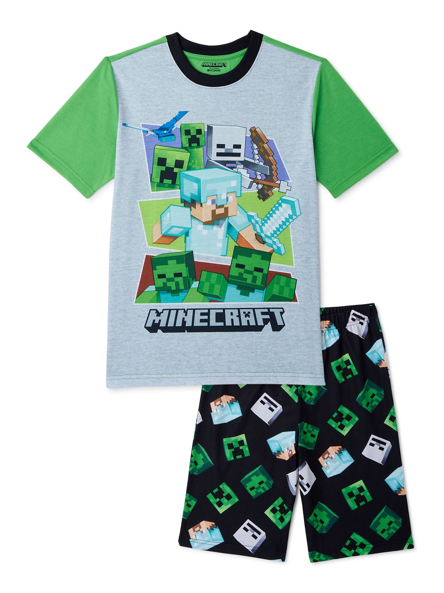Minecraft Pajamas for Boys Enemy Mob Group 2-Piece PJ Gift Set 