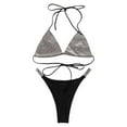 thumbnail image 2 of Gibobby Traje de Baño Sexy Bikini Traje de baño de dos piezas con cordones y talle bajo para mujer(Negro,CH), 2 of 5