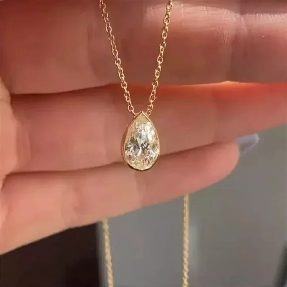 3CT Pear Cut Lab Created Diamond Women's Locket Pendant in 14K Yellow Gold Plated