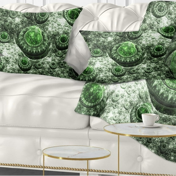Designart Exotic Green Fractal Landscape - Abstract Throw Pillow - 12x20