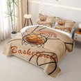 thumbnail image 3 of Castle Fairy Basketball Hoop Print Twin Quilt Set,Court Line Design Twin Coverlet Set,Brown Orange Black, 3 of 7