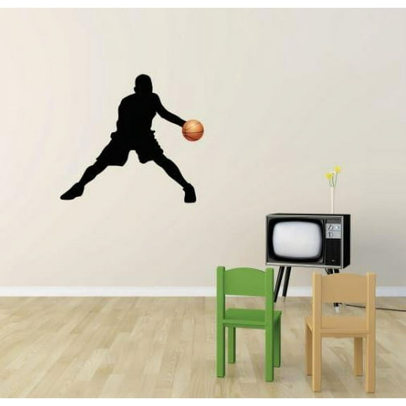 Custom Wall Decal Vinyl Sticker : Basketball Player Champion Sport Boy Girl Teen Bedroom Bathroom Living Room Mural : 10 X15" -