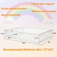 uhomepro Full Size Wood Floor Bed Frame with Fence and Door for Kids