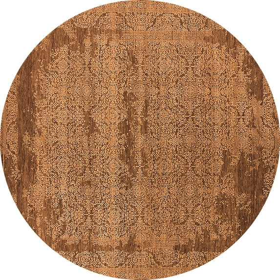 Ahgly Company Indoor Round Oriental Orange Industrial Area Rugs, 5' Round