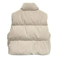 thumbnail image 3 of Women's Corduroy Vest Stand Collar Warm Jacket Button Gilet Lightweight Windproof Quilted Vest Cozy Sleeveless Jackets with Pockets 2025 Fall Winter Fashion Outerwear, 3 of 4
