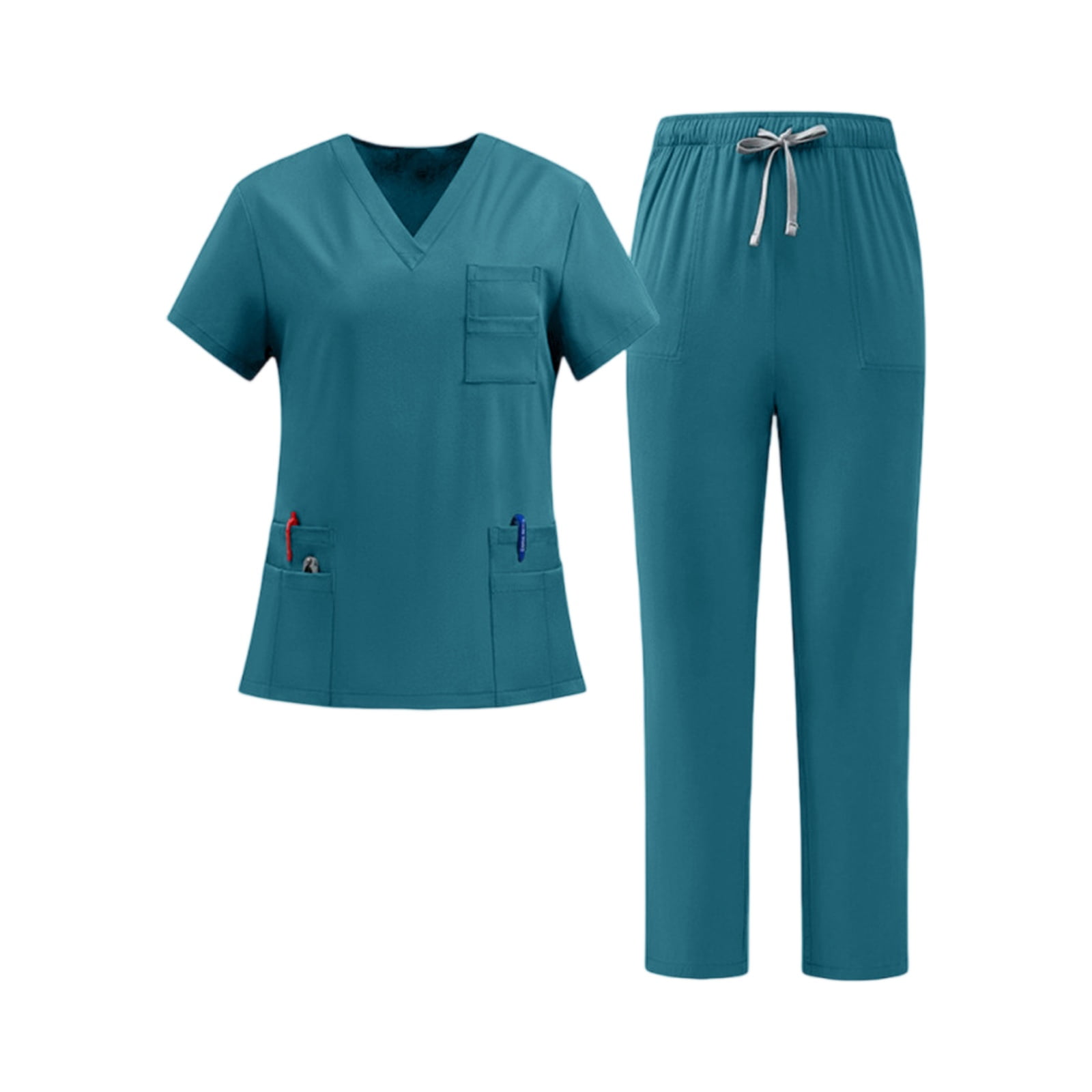 Nursing Scrubs for Women Sets Soft Comfy Medical Scrubs Top and Pants V-Neck Stretch Medical Working Uniforms Set