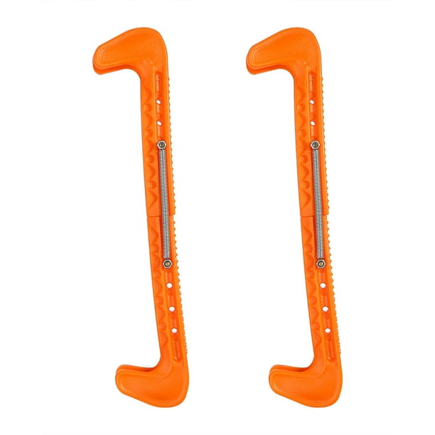 1 par de protectores de cuchillas de patines de hockey sobre hielo de plástico ajustables (naranja)