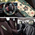 thumbnail image 4 of Binienty Boho Floral Dog Paw Automotive Seat Covers with Matching Universal Steering Wheel Cover Car Console Armrest Cushion Seat Belt Pads Headrest Covers Automotive Interior Decor Set, 4 of 7