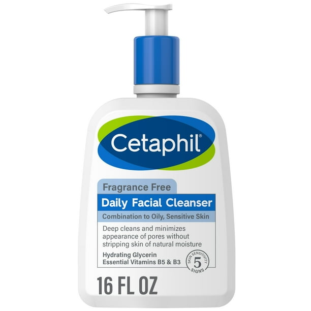Limpiador facial diario Face Wash Cetaphil para piel sensible, 473 ml