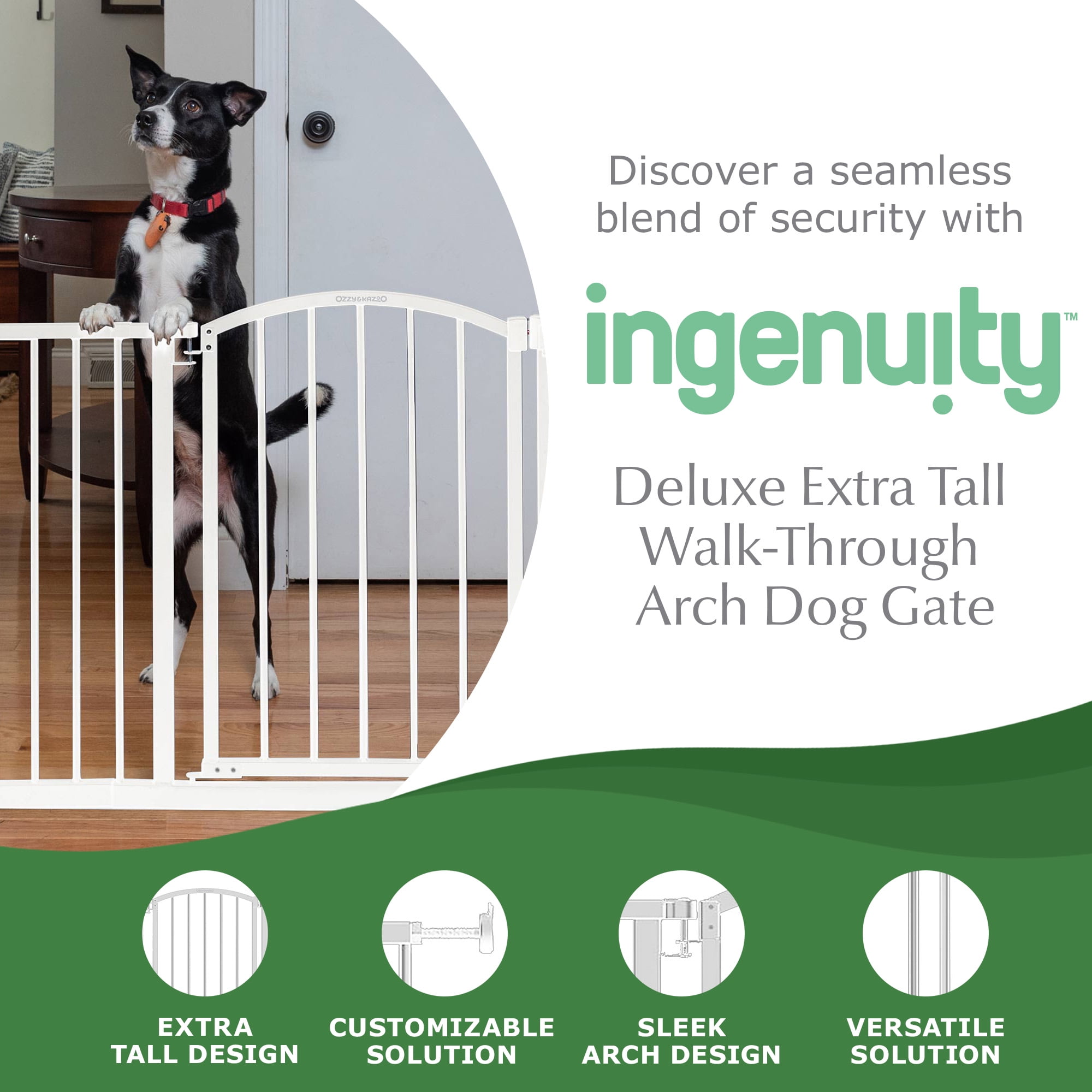 Ingenuity Ozzy & Kazoo Deluxe Extra Tall Walk - Through Arch Dog Gate