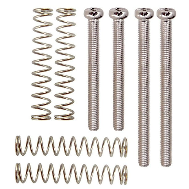 Tornillos de Montaje Duraderos de 42 30 con Resortes para Puente de Bajos Eléctricos - Plata, se describe Baoblaze Tornillos de montaje para puente de bajos
