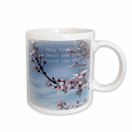 

3dRose Inspirational Zen Cherry Blossom Rumi Floral Wisdom Quotes Ceramic Mug 15-ounce